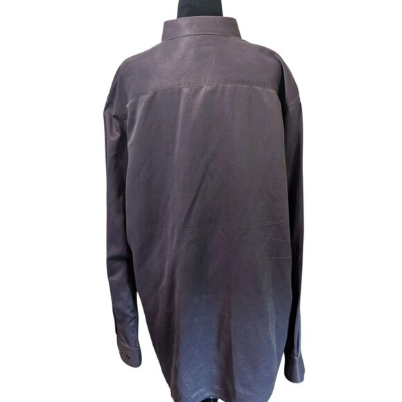 MARTIN GORDON 70% Silk Blend Dress Shirt L Luxury Lounge Mauve/Plum Textured - Picture 6 of 6